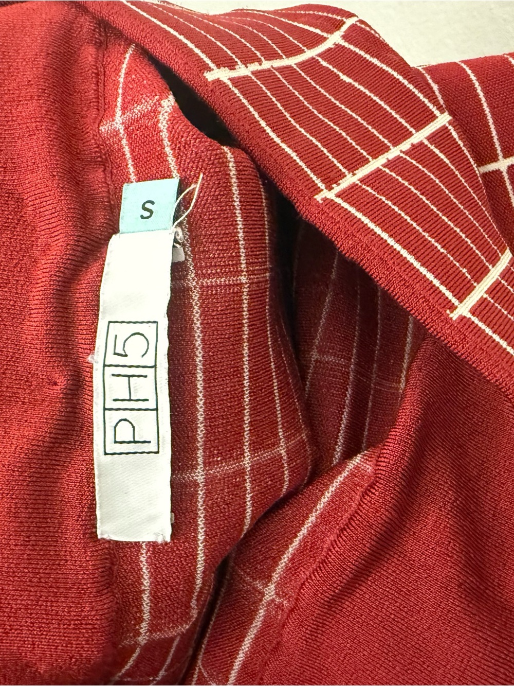 PH5 Red Grid Asymmetrical Midi Skirt - Picture 4 of 4